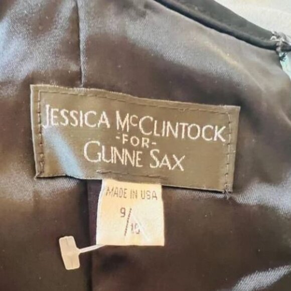 Jessica McClintock Black and Blue Ruched Strapless Gown - Picture 5 of 5